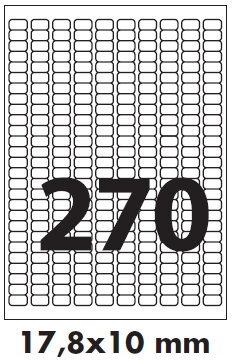 samolepiace etikety polyesterové - biele, mat. 17,8x10 mm