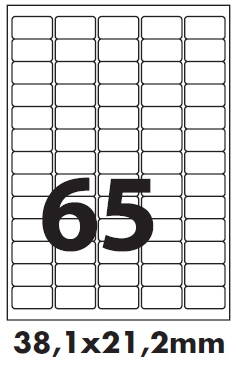 samolepiace etikety polyesterové - biele, mat. 38,1x21,2 mm