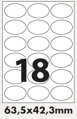 Samolepicí etikety ovál 63,5x42,3 mm - červené / 100 listů  