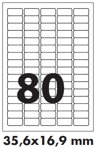 samolepiace etikety polyesterové - strieborné 35,6x16,9 mm