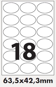 Samolepicí etikety ovál 63,5x42,3 mm - modré / 100 listů  