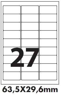 Samolepicí etikety, snímatelné 63,5x29,6 mm / 20 listů  