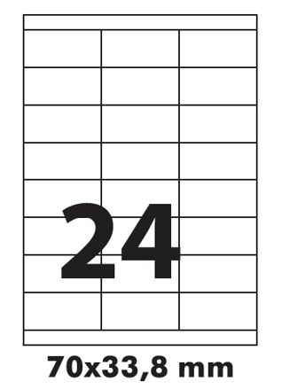 Self adhesive labels 70x33,8mm / 100 sheets