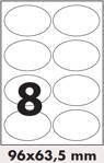 Labels for laser printers with glossy surface, oval 96x63,5 mm