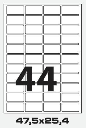 Self adhesive labels 47,5x25,4mm / 100 sheets  